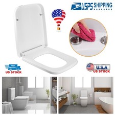 Soft Close Heavy Duty Square Shape White Toilet Seat Top Quick Release Hinges