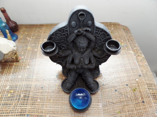 Kali The Black Goddess Bound And Kneeling Gothic Candle Holder - Picture 13 of 13