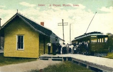 Mystic Iowa Interurban Depot Station Train 1918 Vintage Postcard COPY