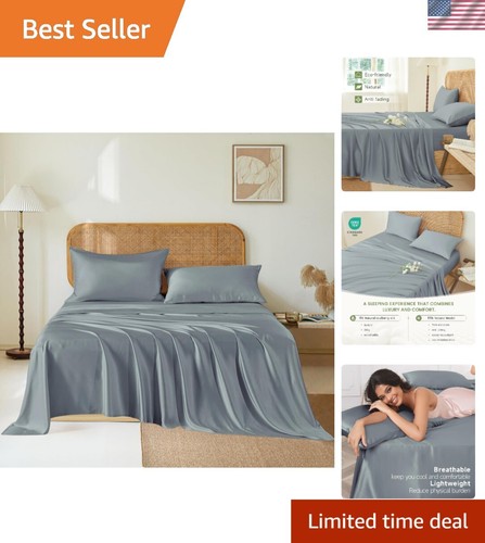 Exquisite 4-Piece Silk Sheets Set with Zipper Closure for Comfortable Sleep