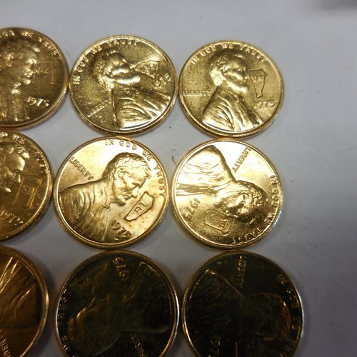 50 Gold Plated 1975 Lincoln Pennies with the States Counter stamped on front - Picture 5 of 6