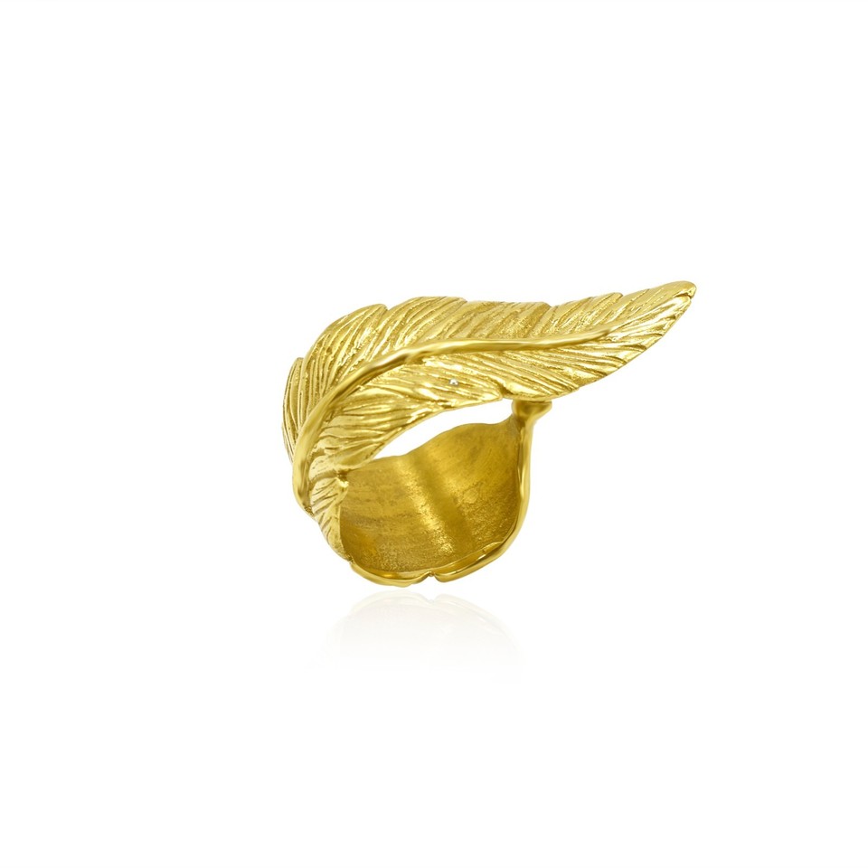 Anello avvolgente a foglia, anello regolabile in oro 18 carati