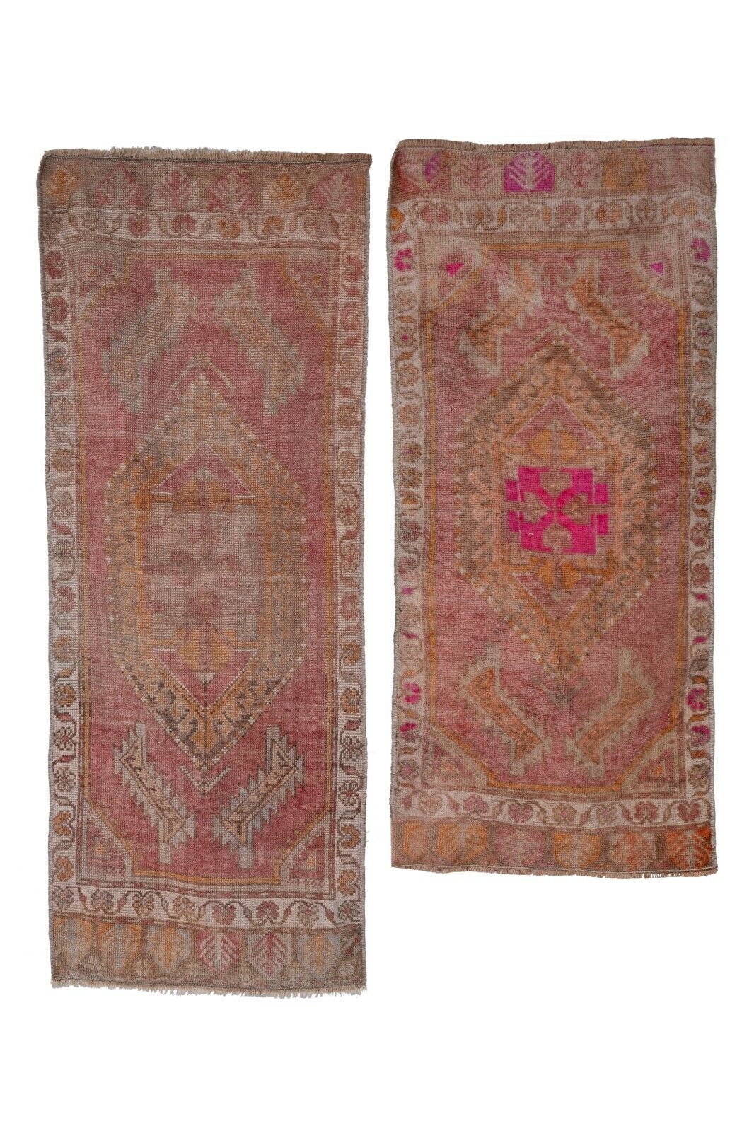 Traditional Handwoven Turkish Oushak Wool Doormat Rug Mat - a Pair 1'7" X 3'11"