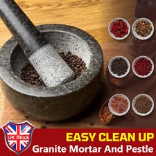 Large Pestle and Mortar Set Natural Granite Spice Herb Crusher Grinder Stone UK