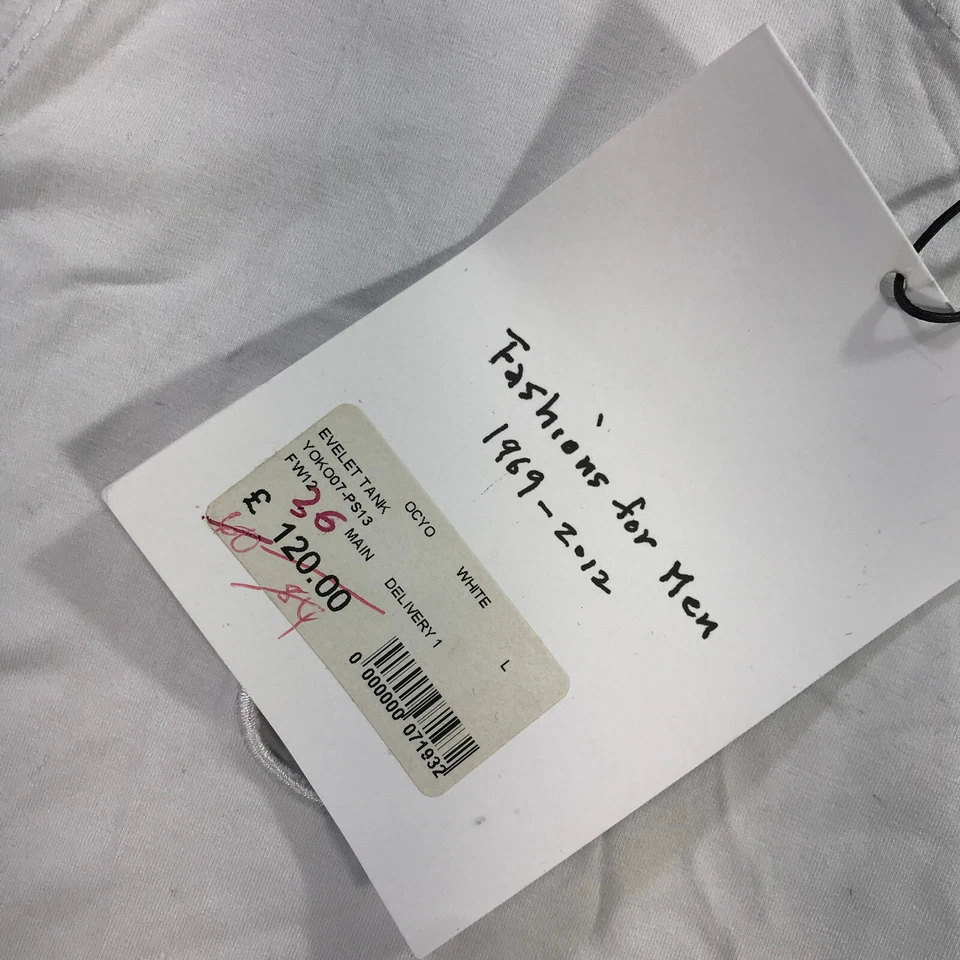 Camisa Yoko Ono Para Hombres Grande L Eyelit Tank Blanca Top LBGTQ John Lennon Rara a3 Foto 3 de 4