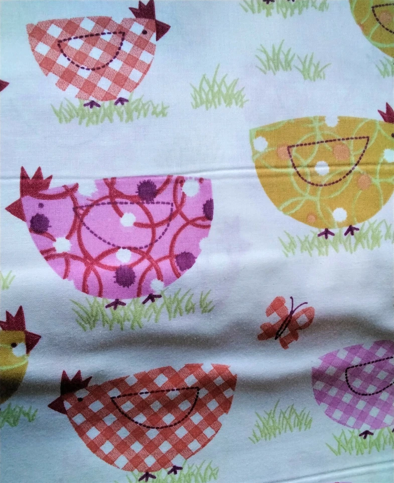 0,5 x 1,6 m, Dekostoff cremeweiß mit Hühnern, Ostern, Huhn, Baumwolle, kariert - Bild 2 von 4