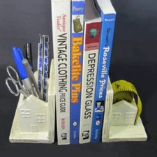 Vintage House Bookends Open house ends for desk supplies and more Retro office,