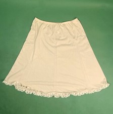 Vintage Vanity Fair Cream Slip Skirt with White Lace Trim Size Medium