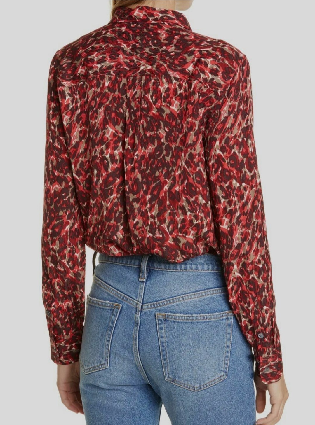 Calvin Klein Jeans Women’s Sleeve Button Up Blouse Animal Printed Size L