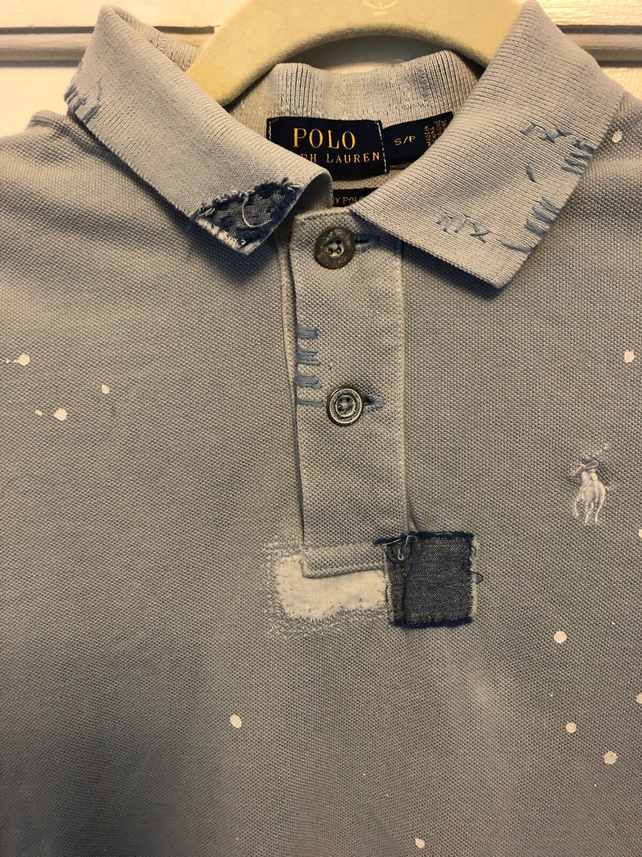 129. Ralph Lauren Splatter Paint Patchwork Polo Top S | eBay