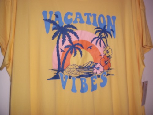 JOYPUN GRÖSSE 2X-3X ""VACATION VIBES"" GELB SCHLAFSHIRT KLEID ~ NEU MIT ETIKETT ....SEHR WEICH - Bild 2 von 5