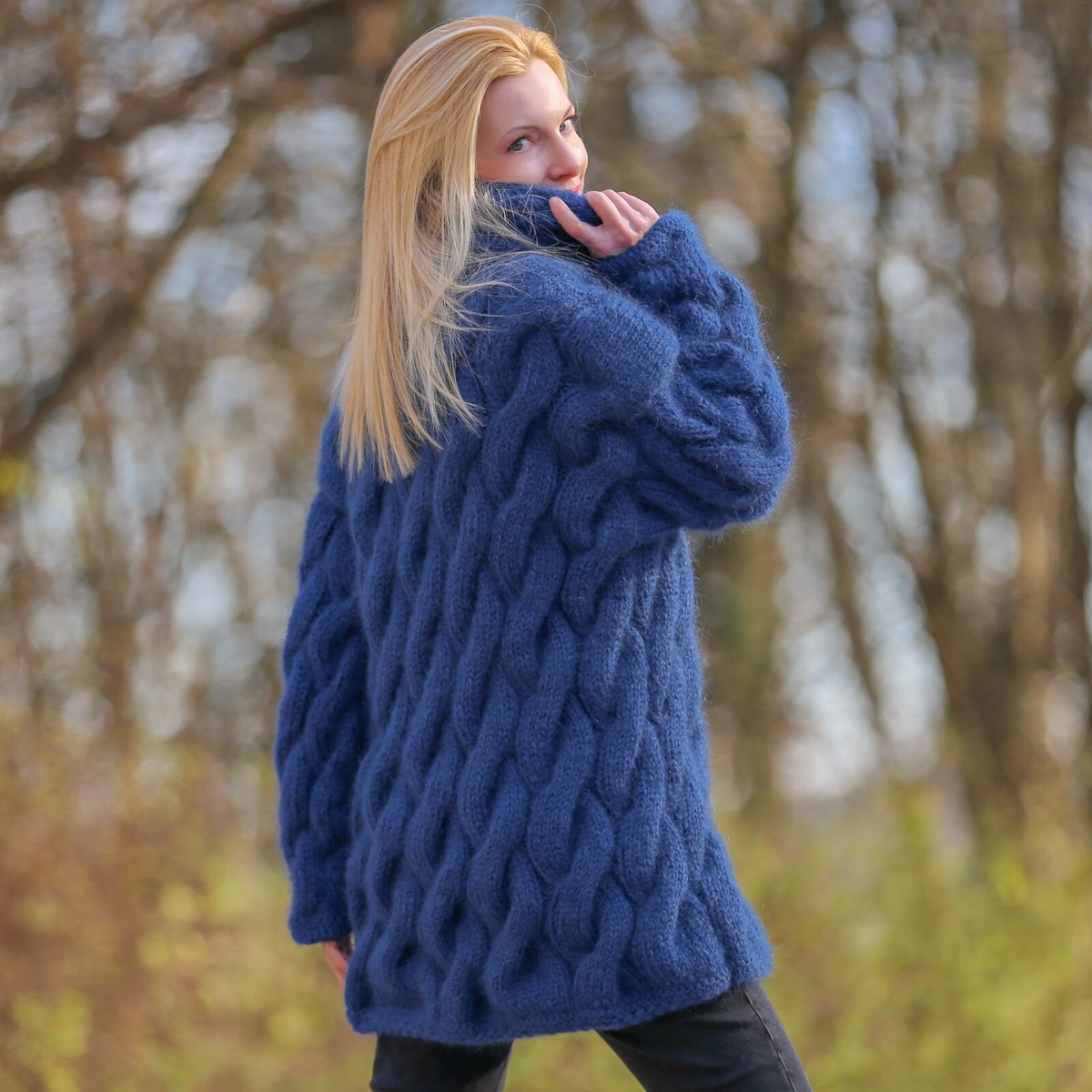 Knitting Patterns Chunky Knit Roll Neck Jumper Womens Chunky Knit