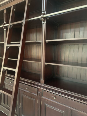 Bibliothèque / Étagère Verticale En Acajou Massif - 240x300 Cm - Style Colonial Avec échelle - Neuf à Assembler