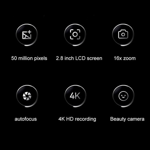 4K Kids Digital Camera 48MP Students Pocket Camera 16X Zoom 2.8 Inch IPS Screen - Afbeelding 8 van 10