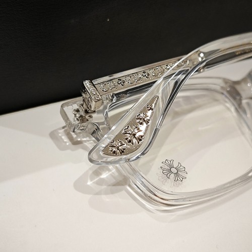 Chrome Style Glasses Hearts Icon Version Metal Splicing Unisex Clear Silver