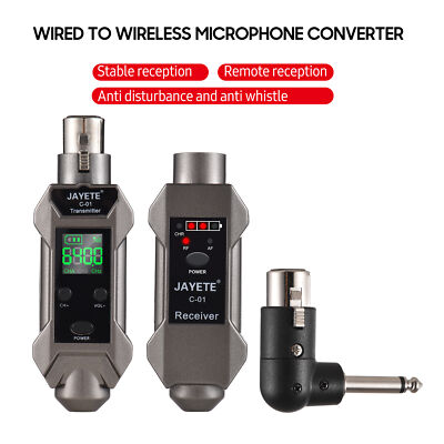 UHF Wired to Wireless Microphone System Adapter Transmitter Receiver 16 Channels