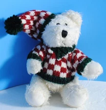 Vintage Hugfun International Teddy Bear Jointed Knitted Sweater Hat 7" Plush
