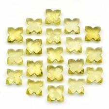 Natural Lemon Quartz Carved 12 mm Shuriken Brilliant Faceted Briolette Gemstone