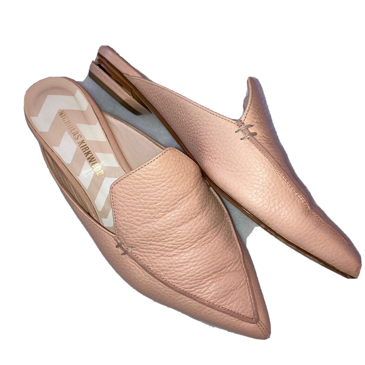 NICHOLAS KIRKWOOD Beya kid leather pink pointed toe mules EU 37.5 US 7-7.5  boxed