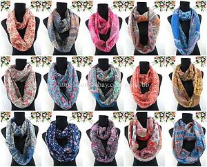 US SELLER-lot of 10 Infinity Scarves for Salevintage floral daisy infinity scarf