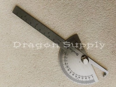 AJ New SAE Stainless Steel Rotary Protractor Angle Rule Gauge Machinist Tool