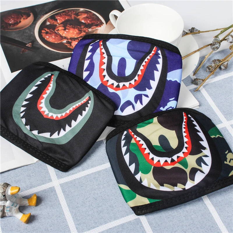 Máscaras de tela de algodón de moda boca de tiburón media cara cubierta bucal colección camuflaje Foto 3 de 4