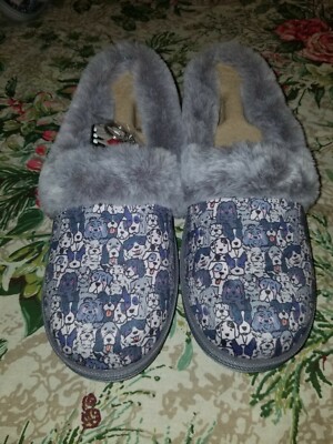 Skechers Bobs Women's Too Cozy- Snuggle Rovers Memory Foam Slippers Gray sz 6