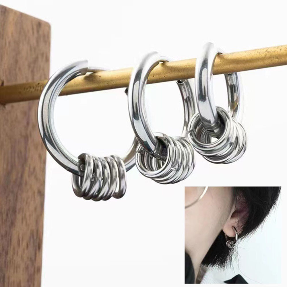 Hoop Earrings Ear Buckle Stainless Steel Earrings No Piercing Earrings Ear Clip-image