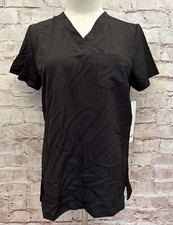 Lauderdale Womens V Neck Scrub Top Black Style LD218 One Pocket - Size XS NEW