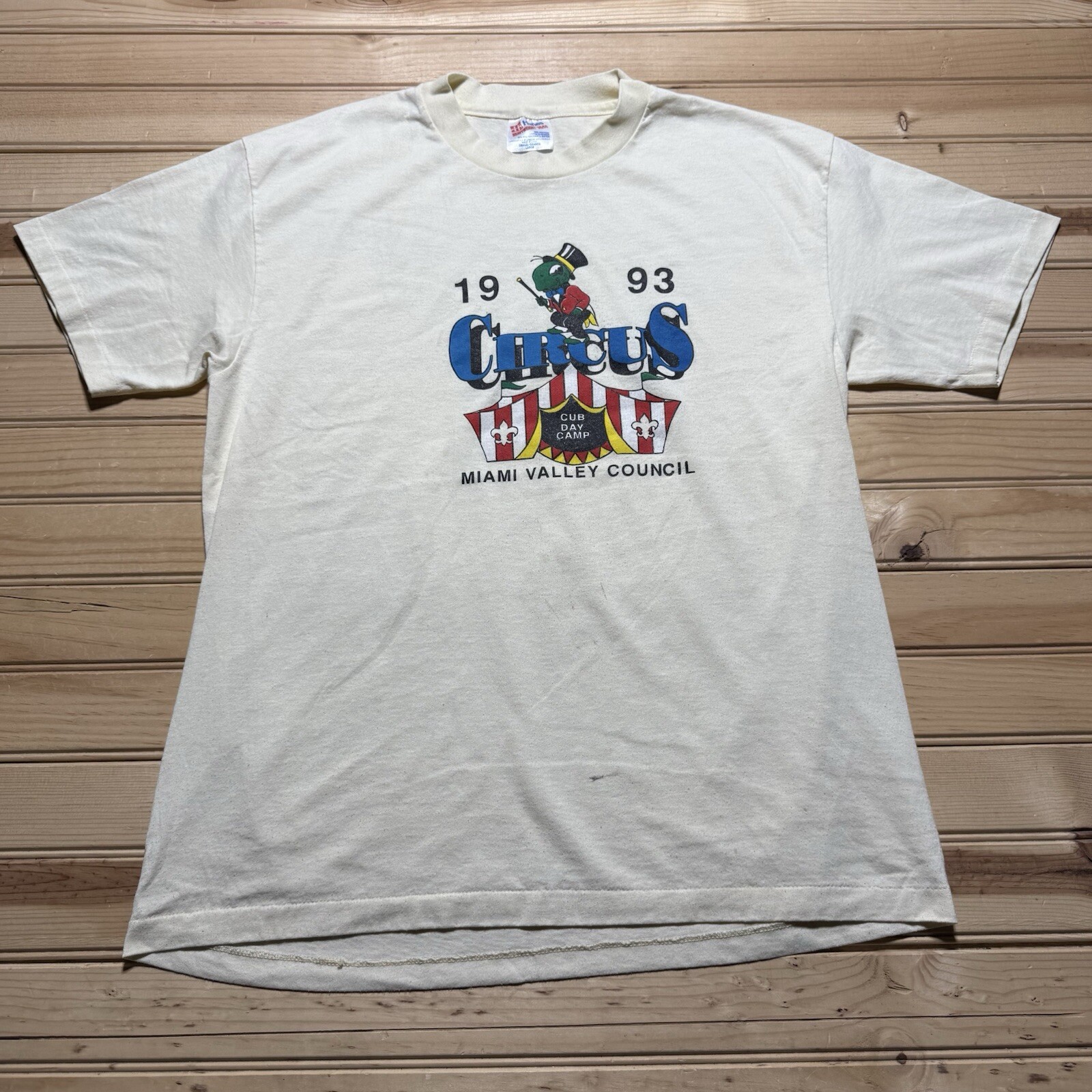 Vintage 90s 1993 Circus Boy Scouts Day Camp Shirt Size Large Miami Council