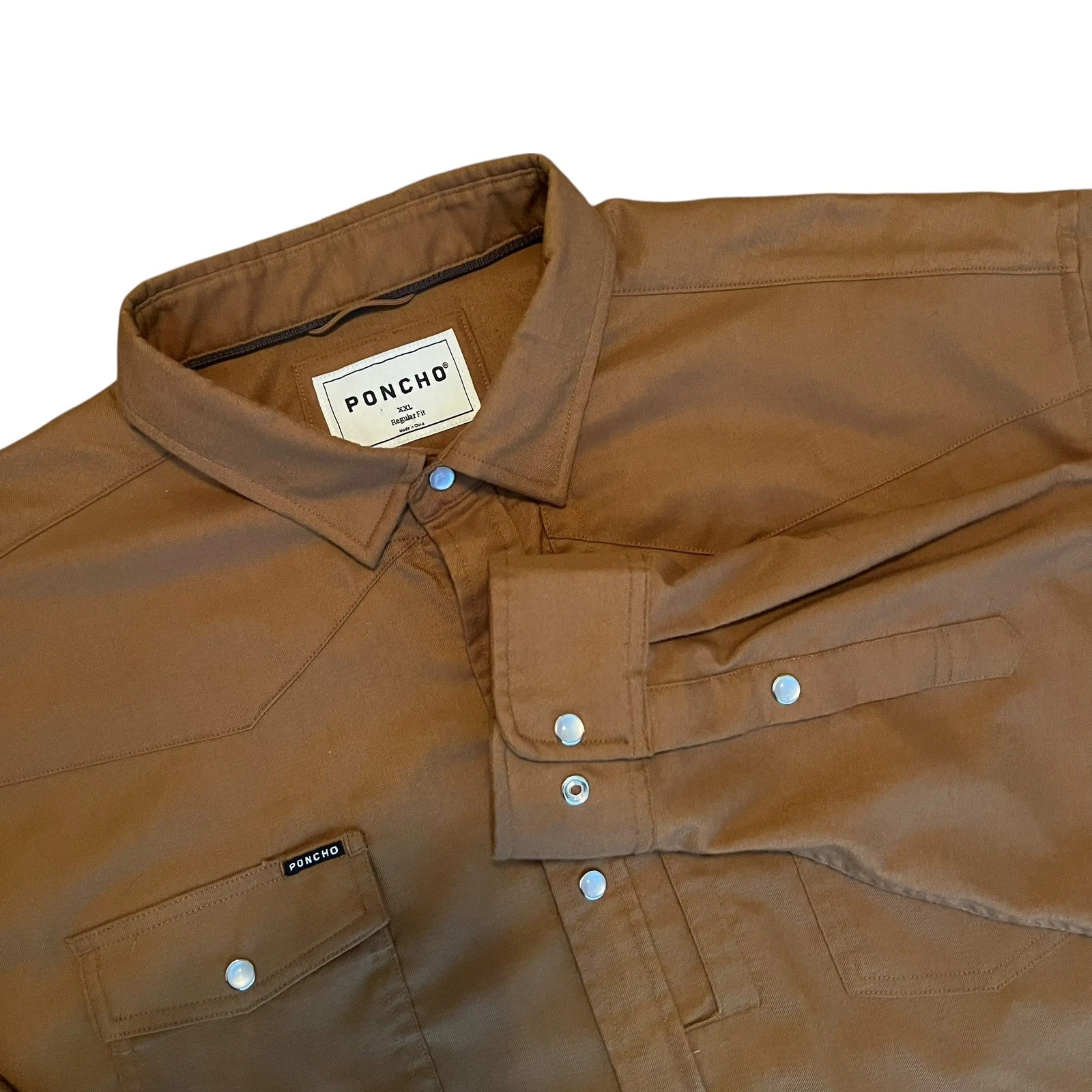 Poncho Western Flannel The Cheyenne Snap Shirt Tan Men’s 2XL Regular Fit