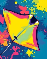 Manta Ray Pop Art Vivid Colors 8X10 Print