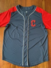 Cleveland Guardians Button Baseball Jersey Indians Embroidered Majestic Mens LG