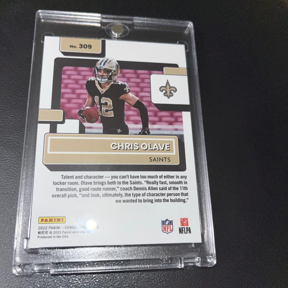 2022 Panini DonrussRated Rookie Chris Olave #P-309 Optic Preview Gold Ice10 AURC - Image 3 of 4