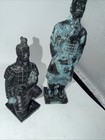 Vintage Asian Warrior Figurines Pair Bronze Finish Terracotta Army Style — photo 8