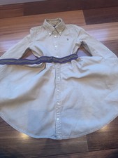Ralph Lauren Girls Size 5 Camel Shirt Dress Purple Stripe Belt Sophisticated