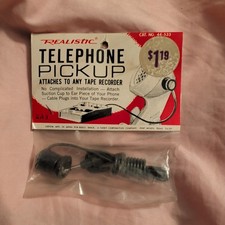 Vintage Realistic Telephone Pickup 44-533 Black Suction Cup Tape Recorder Mic