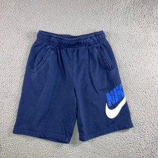 Nike Sweat Shorts Boys XL Fleece Navy Blue White Swoosh Logo Relaxed Athletic