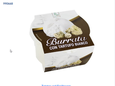 Viva Italy Burrata 40 % Fett i.Tr. mit weißem Trüffel ATG 125 g - 280g