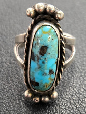 Sterling Silver With Turquoise Gemstone Size 5 Navajo