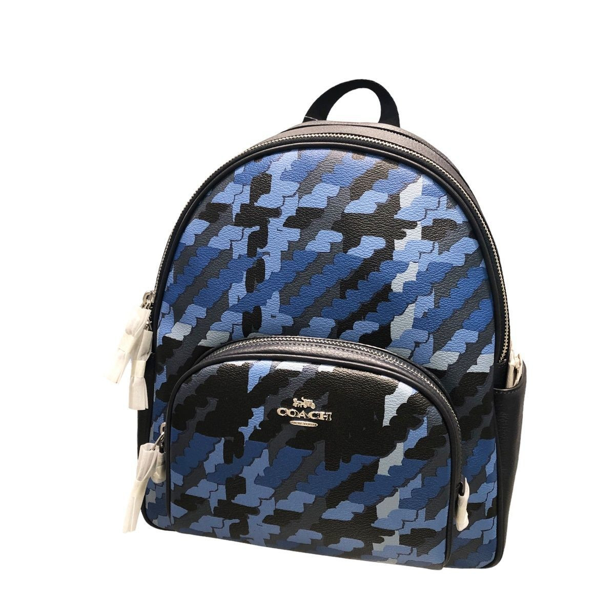 RARE Vintage COACH Navy Leather Backpack with Plated Graphic Print  