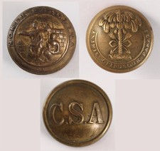 3 Antique Civil War Confederate Brass Uniform Buttons North & South Carolina, NR