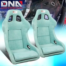 J2 Engineering Pair Large Size Suede Fixed Position Racing Bucket Seat Lake Blue