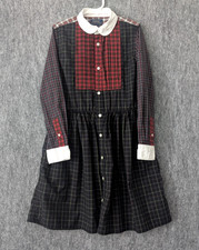 Polo Ralph Lauren Girls Plaid Dress White Collar Long Sleeve Size 6X