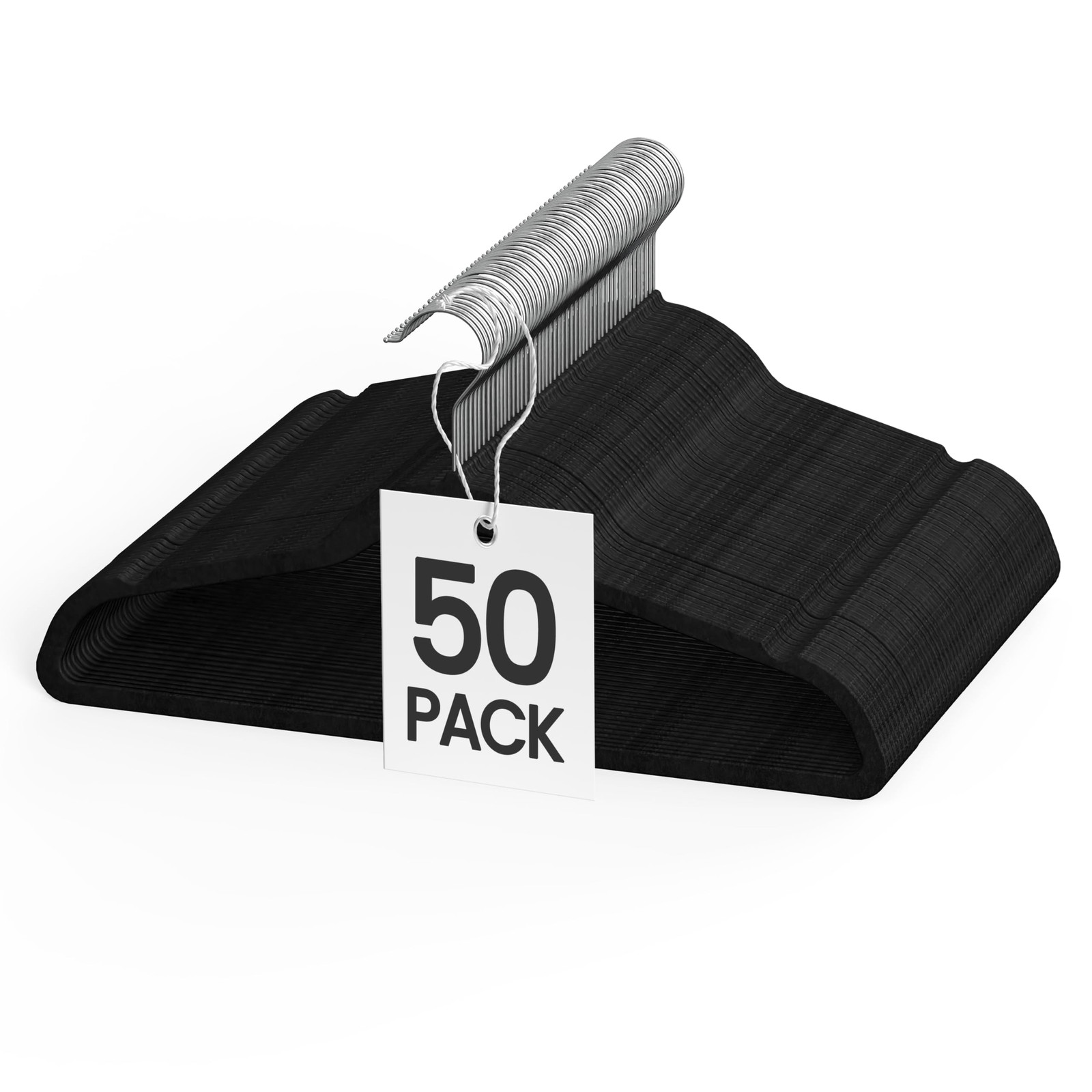 50 Heavy Duty Velvet Hangers with 360° Swivel Hooks – Non-Slip & Space-Saving-image