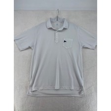 Turtleson Tour Performance Polo Shirt Mens Large White Short Sleeve Flag Logo