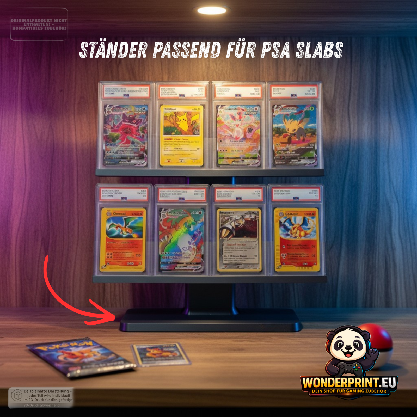 Display Ständer passend für Pokémon PSA Slabs TCG Karten Halter 4x2 Modern Stand