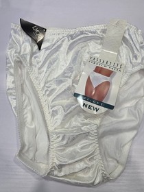 VTG 90's Vassarette Panties Stretch Satin Bikini Hi Cut Wht Sz LG NWT #14-440