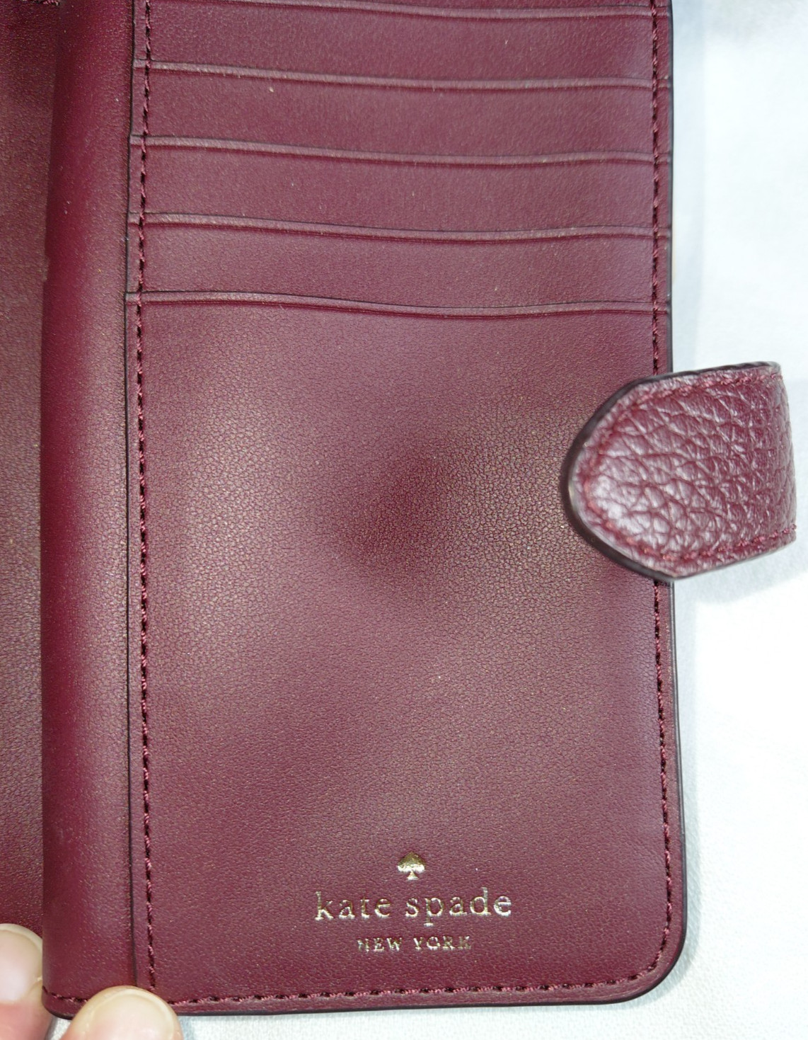 New Kate Spade Lena Medium Compact Bifold Wallet Pebble Leather Cherrywood