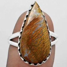 Natural Red Moss Agate 925 Sterling Silver Ring s.8 Jewelry R-1210